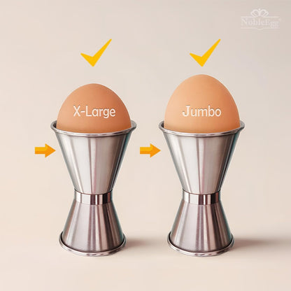 18/8 Set 2 NobleEgg Egg Cups for Soft Boiled Eggs, All Sizes, Topper, Spoons, Stainless Steel