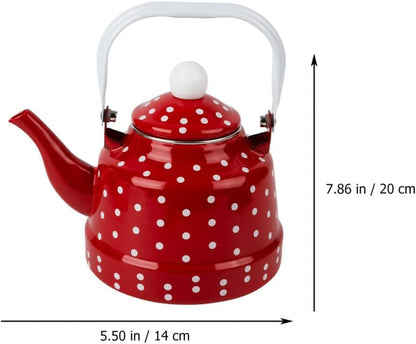 Luxshiny Enamel Stovetop Pour-Over Coffee and Tea Kettle, Small Boiling Water Pot, Camping Teapot
