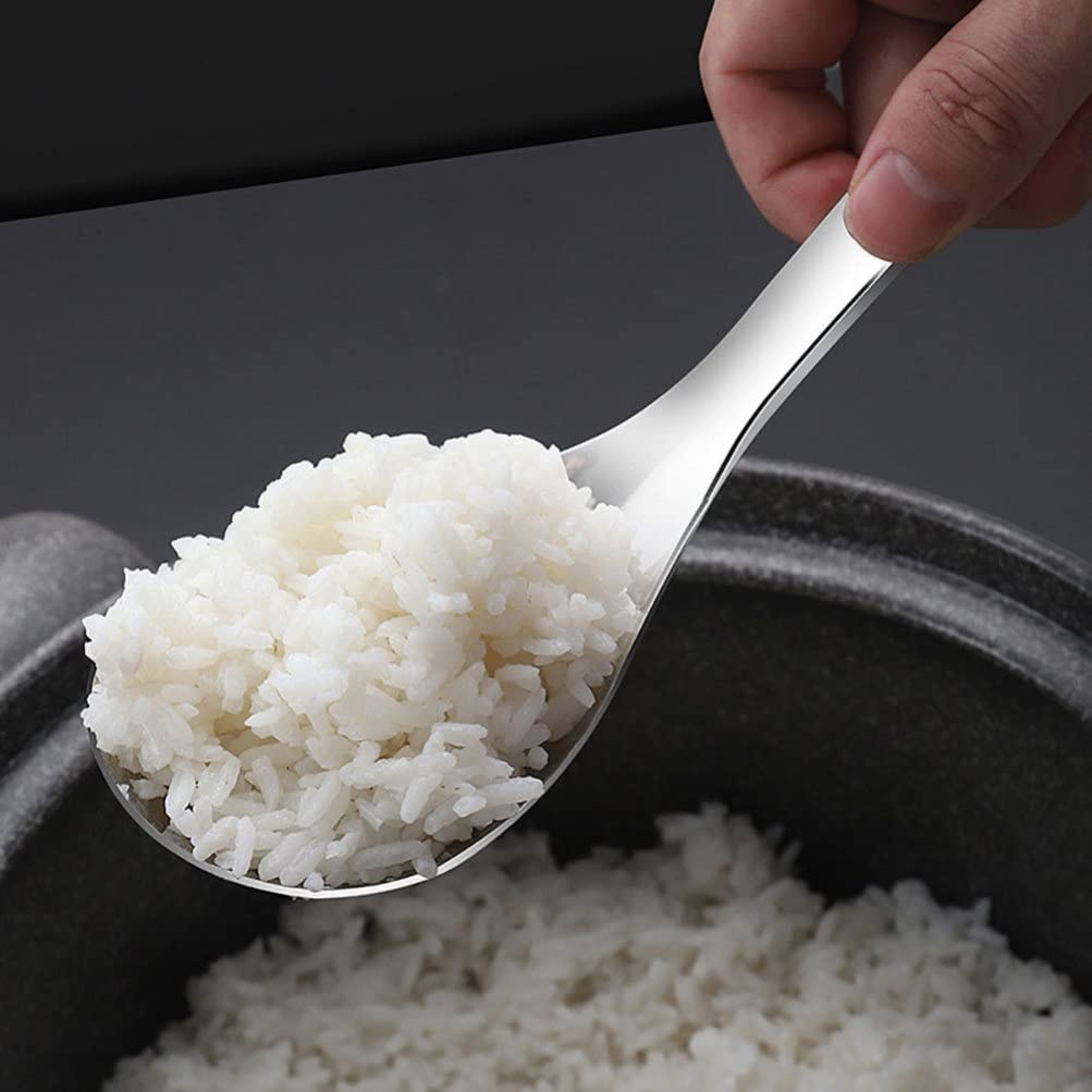 Cabilock Stainless Steel Rice Spoon 9.25 Inch Rice Ladle Paddle for Serving Fluffy Kitchen Utensil for Everyday Cooking