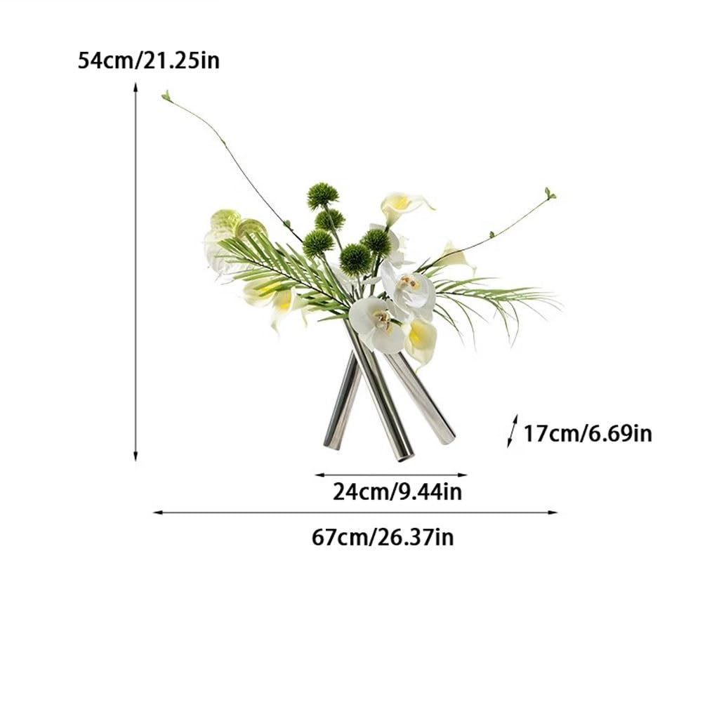 Artificial Bonsai Tree Light Luxury Creative Round Tube Simulation Flower Art Decoration Sample Room Living Room Porch Flower Arrangement Simple Decoration Artificial Plant Bonsai Tree