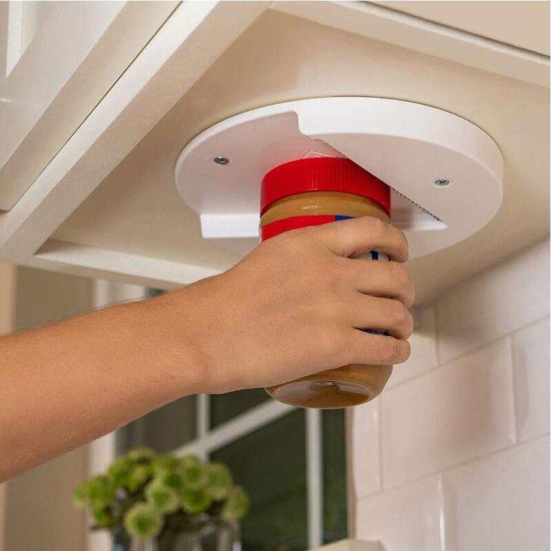 New Under Cabinet Manual Jar Opener for Weak Hands and Seniors with Arthritis, Small, White