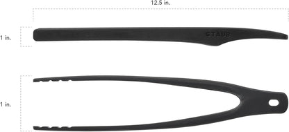 STAUB Tongs, 12.25-Inch, Durable BPA-Free Matte Black Silicone, Great for Flipping Foods, Safe for Nonstick