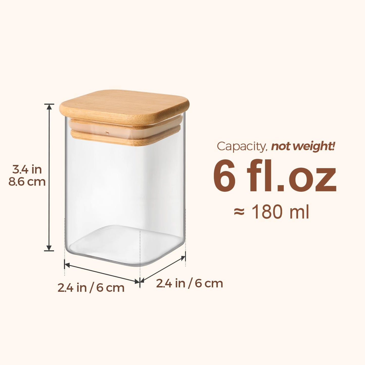 ComSaf 16Pcs Glass Spice Jars with Bamboo Lid, 4oz Airtight Square Spice Containers with 275 Black Lables, Empty Seasoning Jars for Spice Salt Sugar
