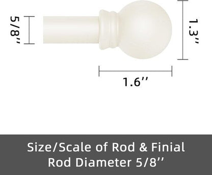 GXOACKJ Decorative Curtain Rods - Heavy Duty Metal for Windows 48 to 84 Inches | Ivory White Finish