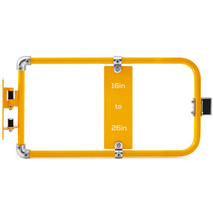 Blulu Industrial Swing Gate Universal Spring-Loaded Safety Swing Gate 16" to 26" Wide Self-Closing Safety Powder Coated High-Visibility Yellow