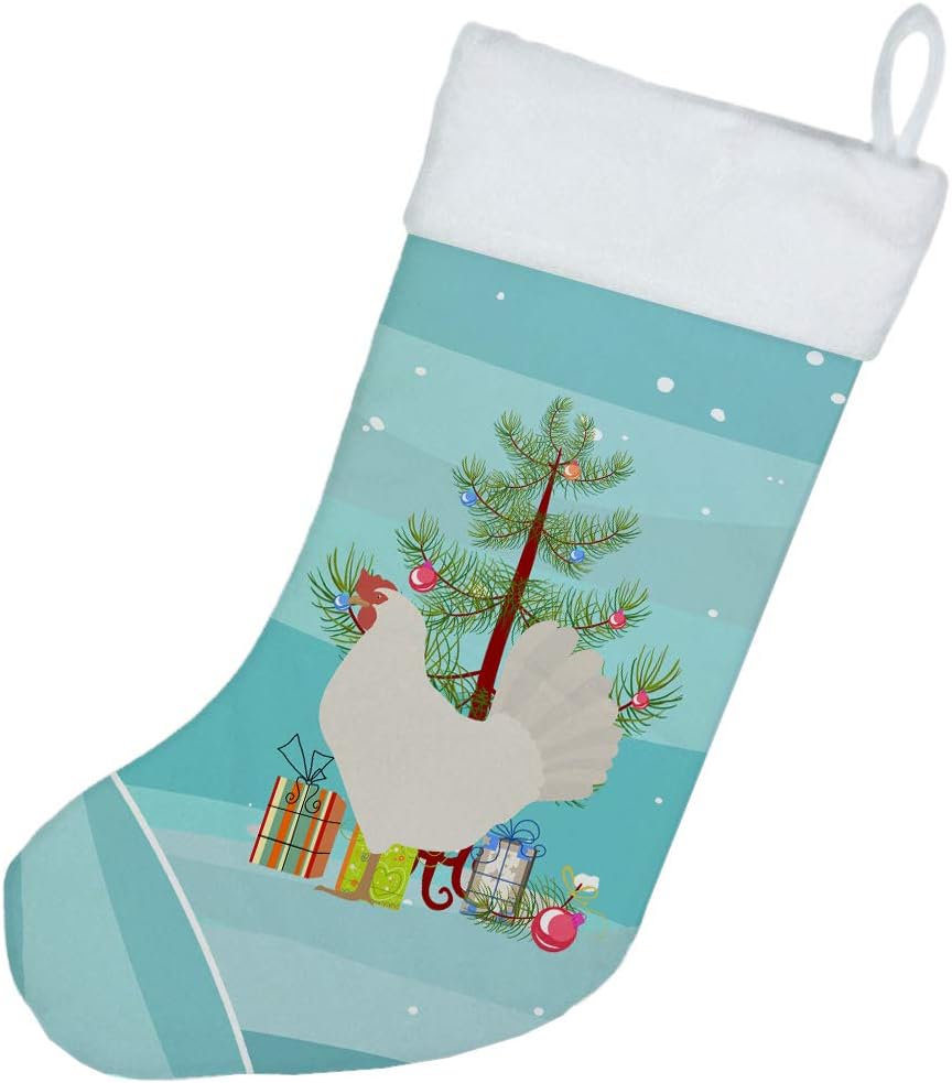 Caroline's Treasures BB9207CS Christmas Stocking, Leghorn Chicken Design, Teal, Fireplace Hanging Decor
