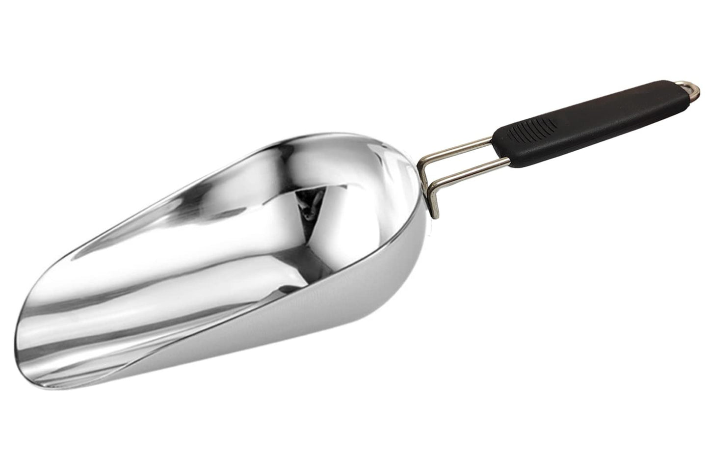 Stainless Steel 6 Ounce Ice Scoop With Good Grip Handle - Kitchen, Freezer, Dog Food, Popcorn Scoop - Dishwasher Safe