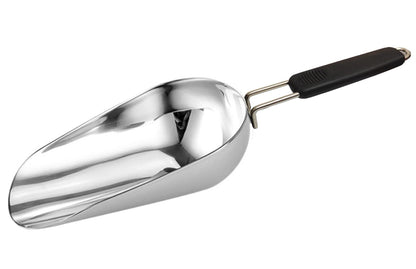 Stainless Steel 6 Ounce Ice Scoop With Good Grip Handle - Kitchen, Freezer, Dog Food, Popcorn Scoop - Dishwasher Safe
