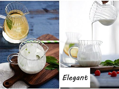 CHOOLD Creative Clear Crystal Glass Creamer Jug for Kitchen, Embossed Stripe (4/5.5/9/12oz)
