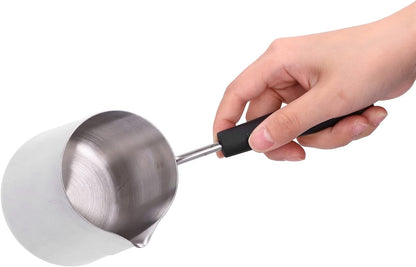 Stainless Steel Turkish Coffee Pot, 600ml Long Handled Milk Frother Pitcher for Home Coffee Shop