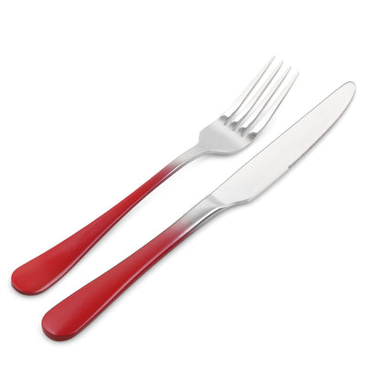 Silverware Set, Bysta 40-Piece Stainless Steel Flatware Set, Kitchen Utensil Set Service for 8, Tableware Cutlery Set for Home and Restaurant, Mirror Polished, Dishwasher Safe (Gradient Red)