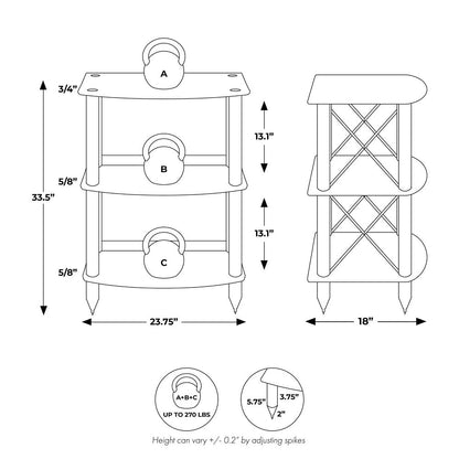 Pangea Audio Vulcan TT LP Record Player Turntable Stand Rack with Vinyl Storage Rosenut Red