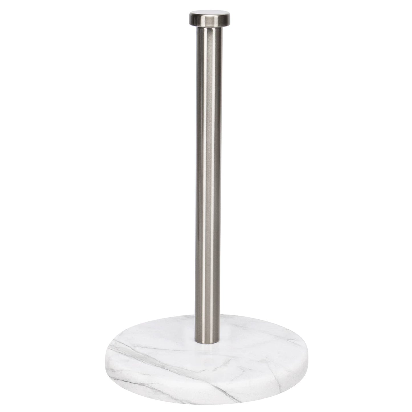 NearMoon Standing Paper Towel Holder, Kitchen Paper Towel Tissue Holder- for Bathroom Kitchen Countertop, Standard or Jumbo-Sized Roll Paper (with Marble Base, Brushed Nickel)