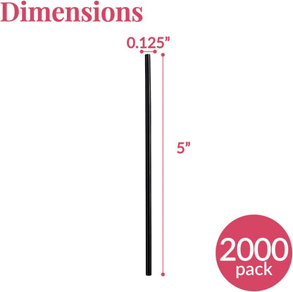 Prestee Plastic Coffee Stirrers, 2000ct, 5" Disposable Stir Stick for Drinks and Coffee, Black