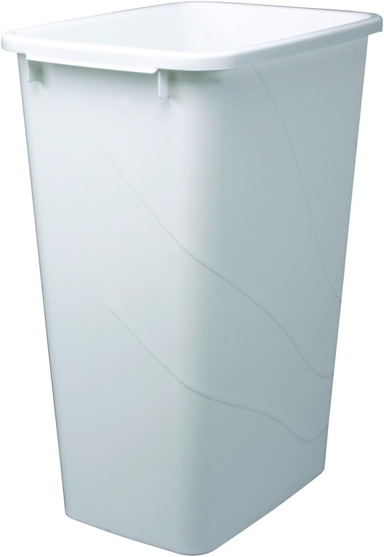 Knape & Vogt QT50PB-W 50 Quart Polymer Replacement Trash Can, White, 21.56-Inch x 15.55-Inch x 11.13-Inch
