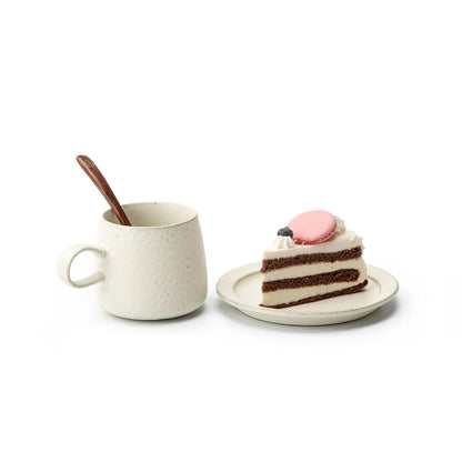 Tea Cup Porcelain Espresso Cups with Matching Saucers Premium Porcelain Coffee Cup- 7.8 Ounce, White Set of Mugs (A) (B)
