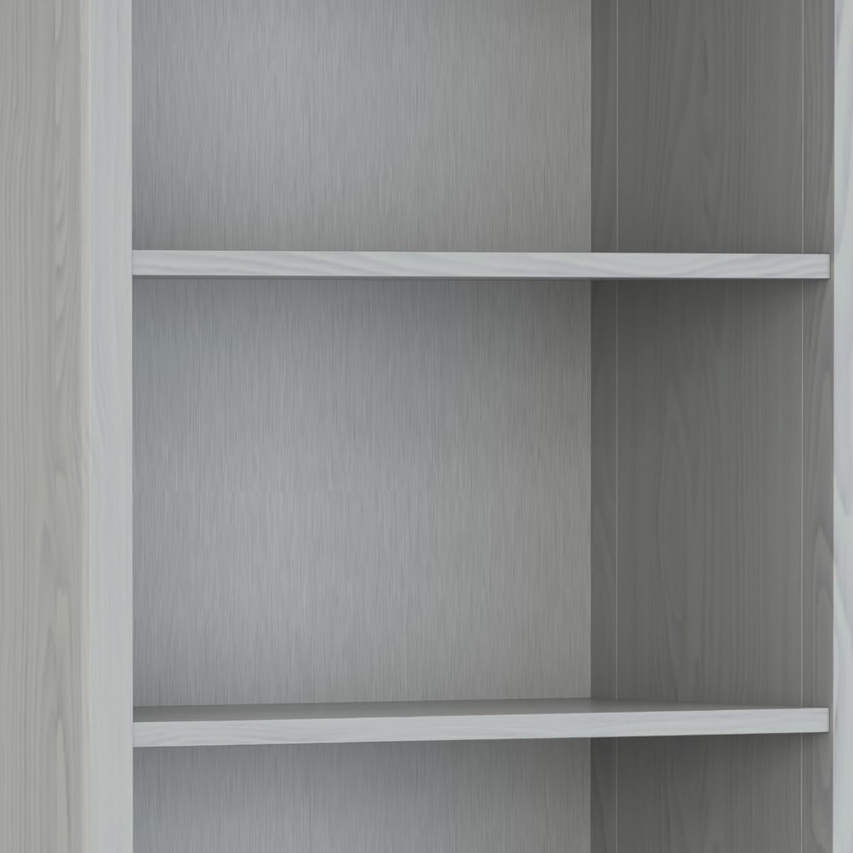 SIMPLIHOME Amherst Bookcase - 70 inch Tall 5-Shelf Solid Wood Bookshelf in Fog Grey, Transitional Storage for Living Room, Study Room or Office with Adjustable Shelves and Tapered Legs