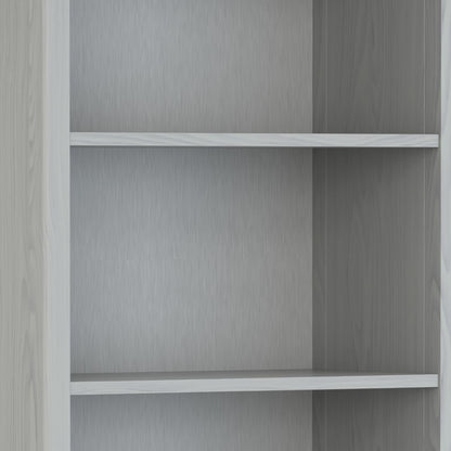 SIMPLIHOME Amherst Bookcase - 70 inch Tall 5-Shelf Solid Wood Bookshelf in Fog Grey, Transitional Storage for Living Room, Study Room or Office with Adjustable Shelves and Tapered Legs