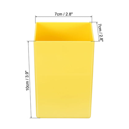 PATIKIL Pencil Holder, 2 Pack Plastic Pen Makeup Brush Holder Cup Storage Square Desktop Organizer Stationery Caddy for Home Office, Yellow