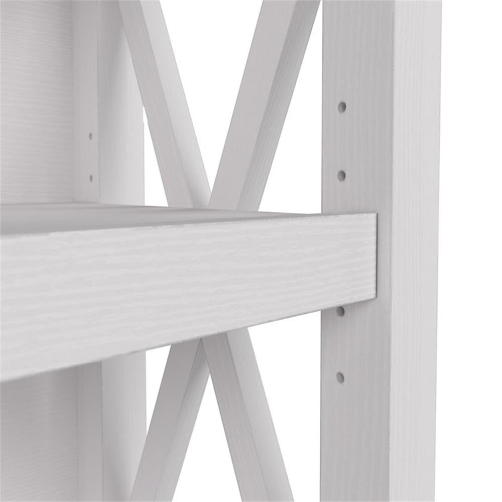 Bush Home Key West 5 Shelf Bookcase - Set of 2 | Tall Bookshelves in Pure White Oak | Sturdy Display Shelves for Library, Living Room, and Home Office