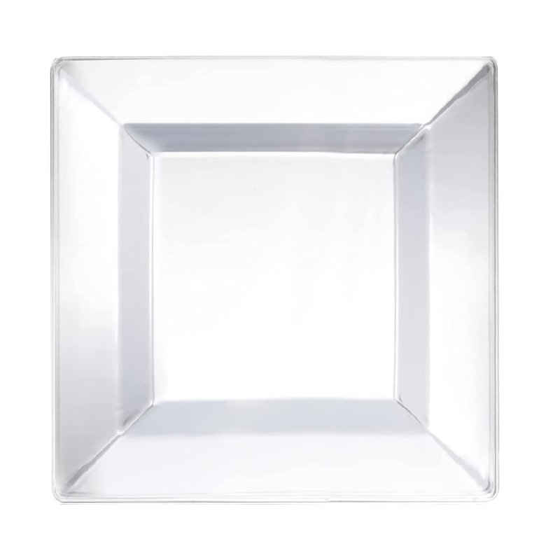 Party Essentials Party Supplies Disposable Classic Square Plastic Plates For Wedding/All Occasions, 8", 70-Count, Clear