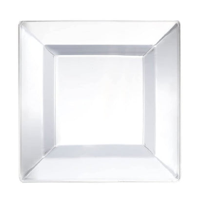Party Essentials Party Supplies Disposable Classic Square Plastic Plates For Wedding/All Occasions, 8", 70-Count, Clear