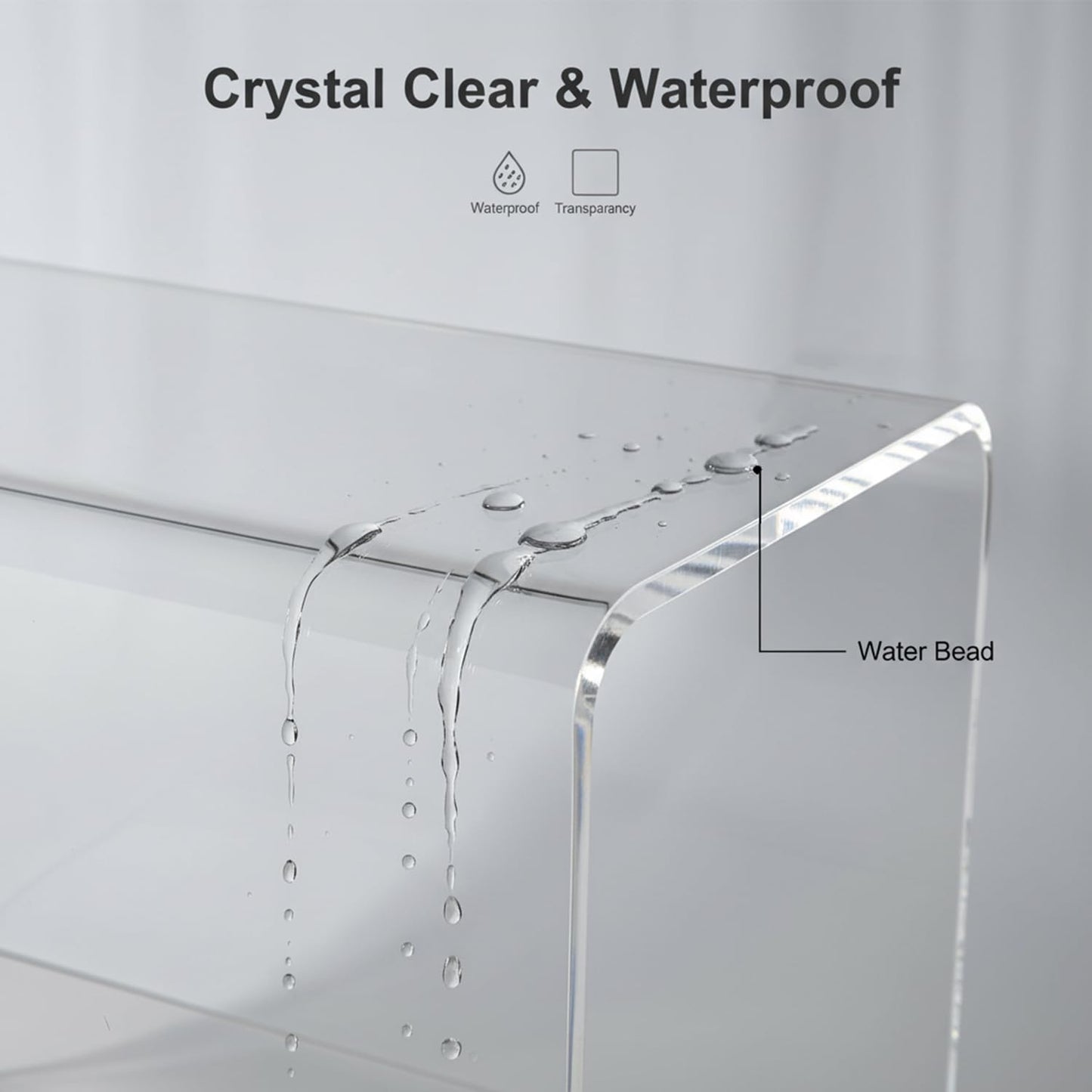 GETCK 21" Acrylic Shower Stool with Storage Shelf - Waterproof Bath Bench for Spa & Shower, Heavy-Duty Seating (Holds 400lbs) - Ideal for Shaving Legs & Organizing Items