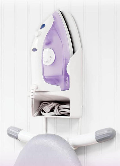 Woolite Wall Mount Iron and Ironing Board Organizer, Laundry Room Storage, Fits Most Irons, Easy Assembly, White