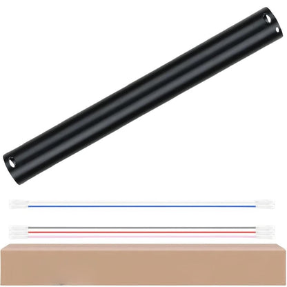 4 Inch Ceiling Fan Downrod, 1" Diameter Matte Black Ceiling Fan Extension Rod (No Threads) with 5 x 18-AWG Wires,Universal Down Rods for Ceiling Fans,Easy Installation