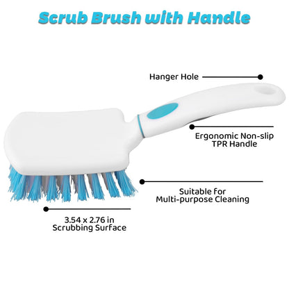 3 Pack Scrub Brush Set, Heavy-Duty Scrub Scrubbing Brushes for Cleaning, Grout Brush with Stiff Bristles Cleaning Brush for Bathroom, Bathtub, Kitchen, Floor, Tub, Tile, Sink
