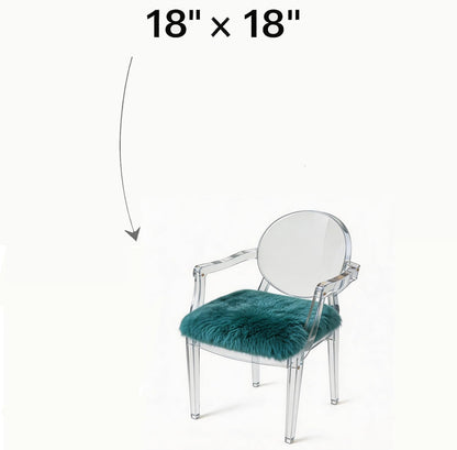 18x18 Inch (Pack 1),Peacock Sheepskin Chair Cushion Non-Slip Back Square Genuine Fur Chair Cover Silky Natural Wool
