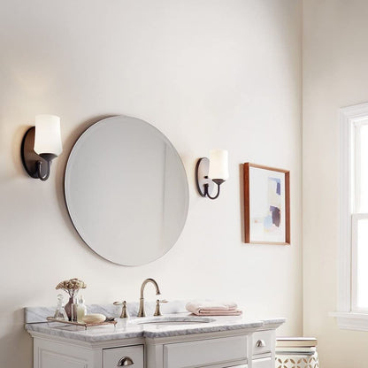 Kichler Aubrey 10.75" 1 Light Wall Sconce with Satin Etched Cased Opal in Olde Bronze®