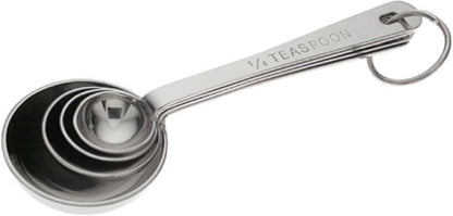 Amco Stainless Steel Measuring Spoons Set, 4-Piece, Stackable, Ergonomic Handles, Dishwasher Safe