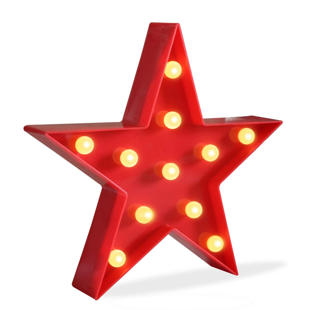 Marquee Light Star Shaped LED Plastic Sign-Lighted Marquee Star Sign Wall Décor Battery Operated (Red)