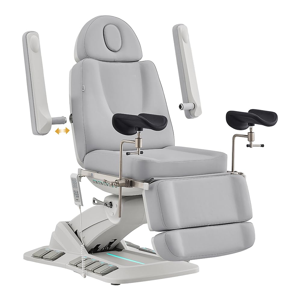 Dir Medical Spa Chair 4-Motor Electric Medical Examination Room Table with Stirrups Spa Beauty Bed Esthetician Chair Facial Bed with Position Memory Function Geneva