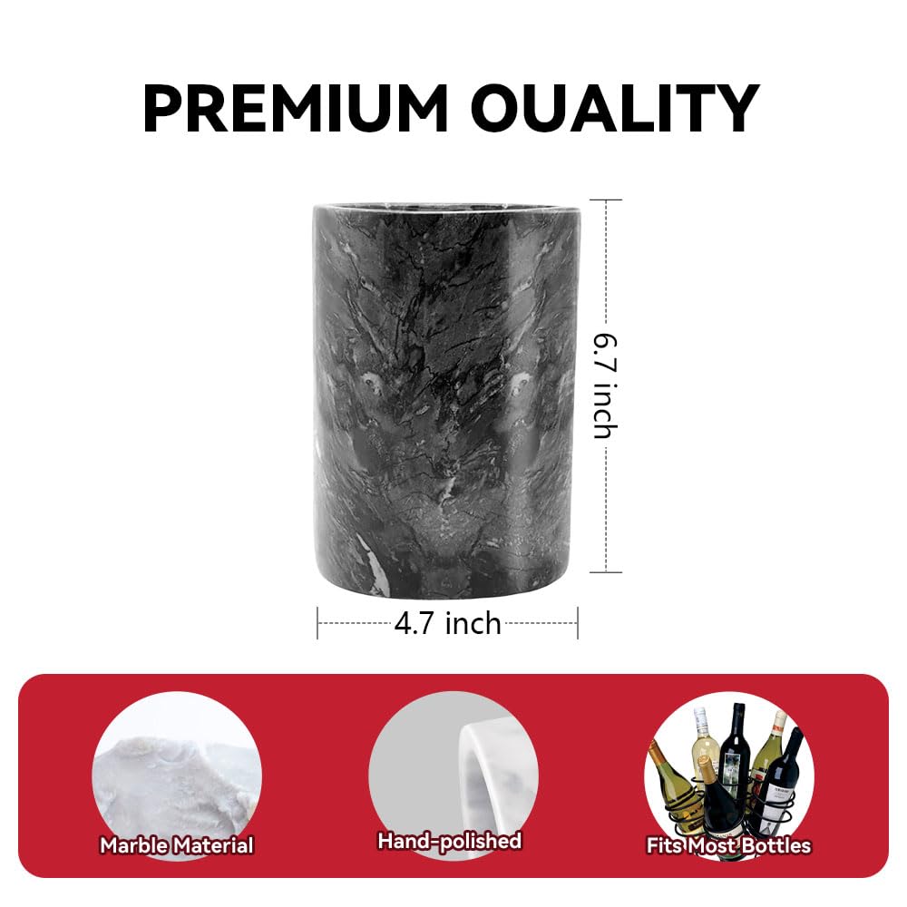 Kota Japan Black Marble Stone Wine and Champagne Bottle Chiller Cooler - 7" X 5" | Elegant Kitchen Utensil Holder | Must Have Wine Chiller for Your Home | Impress Your Guests at Next Party or Event!