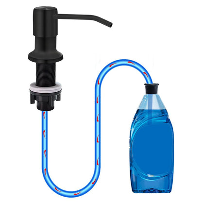 Soap Dispenser for Kitchen Sink, Countertop Soap Dispenser Pump, 47" Silicone Extension Tube Connect to The Soap Bottle Directly, Say Goodbye to Frequent Refills (Black)