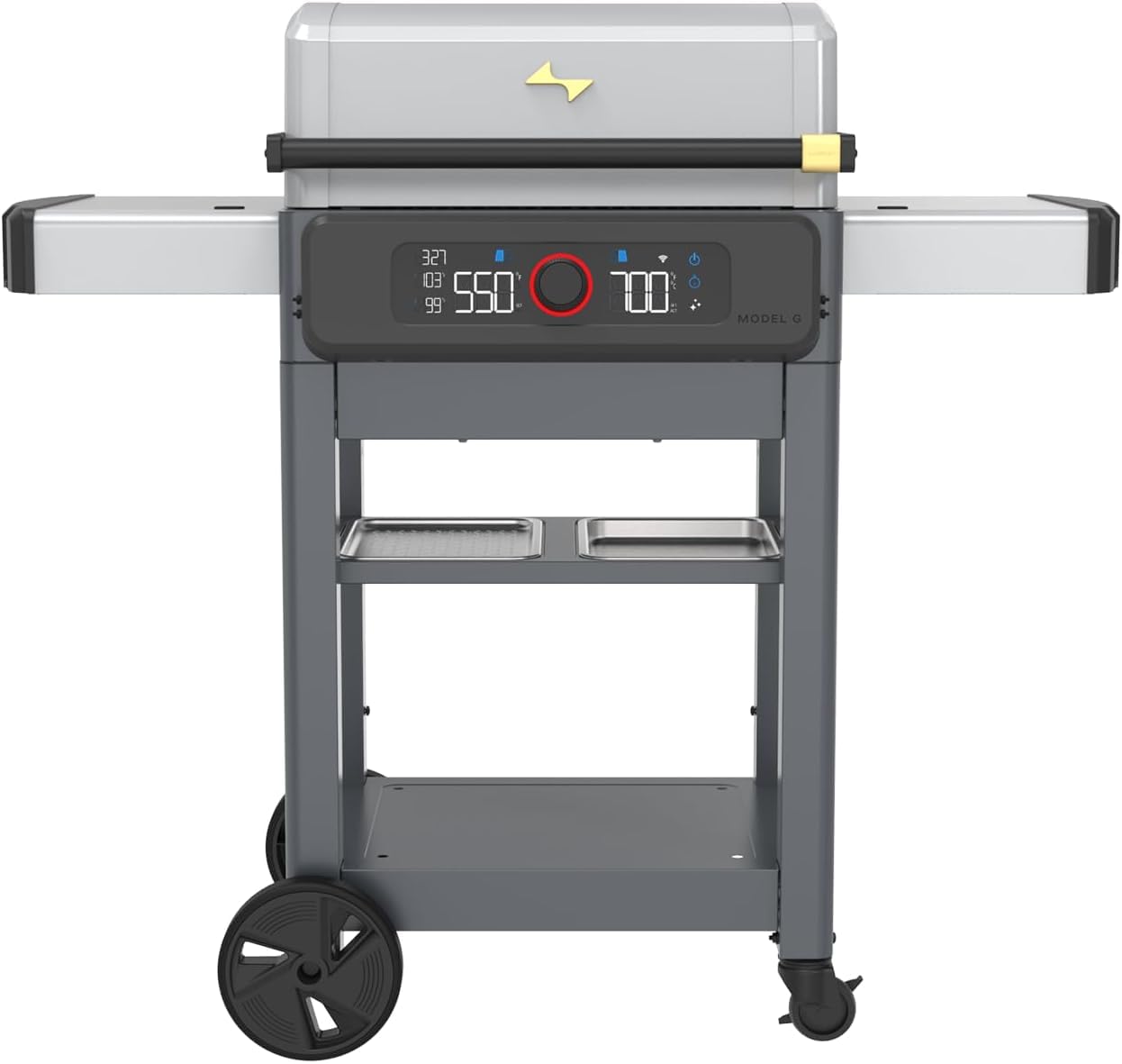 Current Model G Dual Zone Grill, Smart Electric Outdoor Grill with 200-700°F Range for Searing & Roasting, Digital Precision, Independent Heat Zones, Apartment-Friendly & Weather-Resistant, Moon Dust