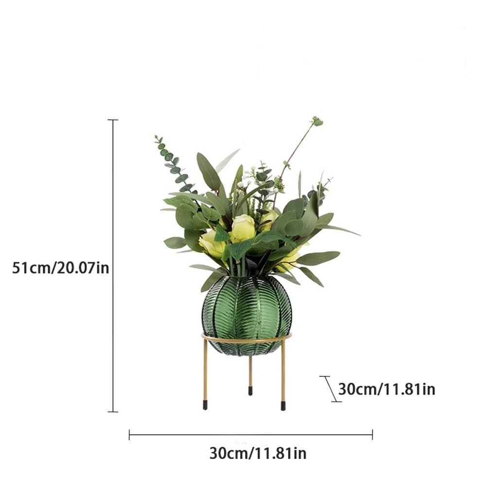 Artificial Plant Nordic Light Luxury Simulation Flower Art Decoration Living Room Table Negotiating Table Glass Bottle Fake Flower Decoration Artificial Tree Indoor(A)