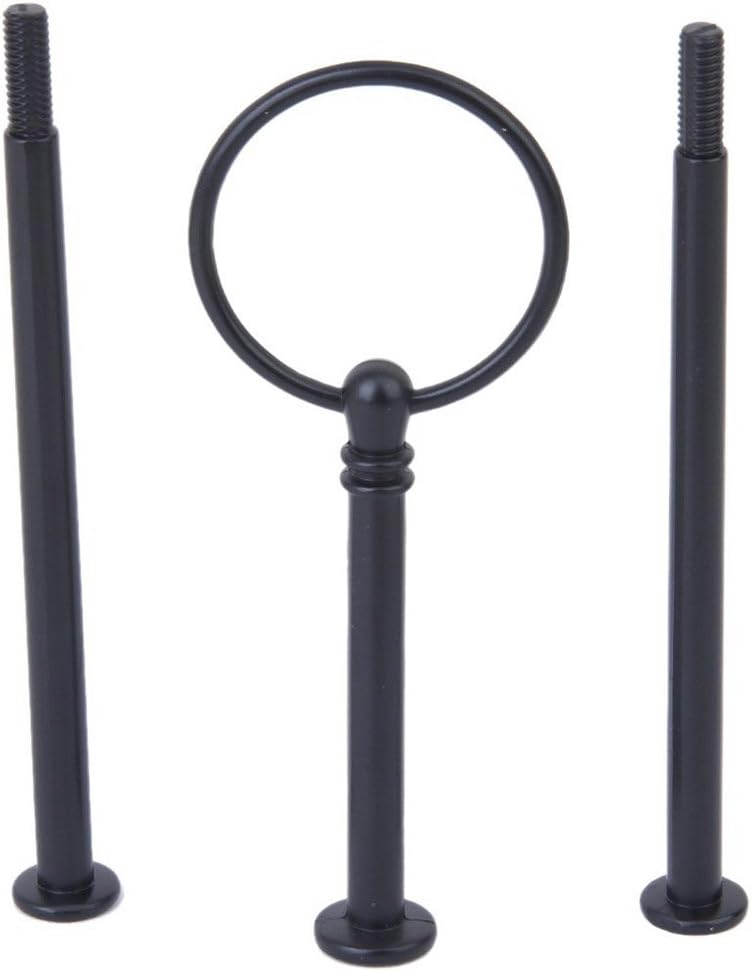 Metal 3 Tier Cake Stand - 13 Inch Round Handle Cake Plate Stand with Heavy Plate Handle Fittings (Black)