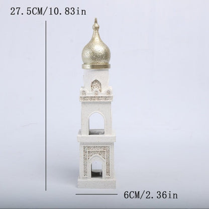 Islamic Cultural Decor Collection - Handcrafted Resin Mosque Models & Tower Ornaments for Home/Office Display Ramadan Decoration (Tower 1)