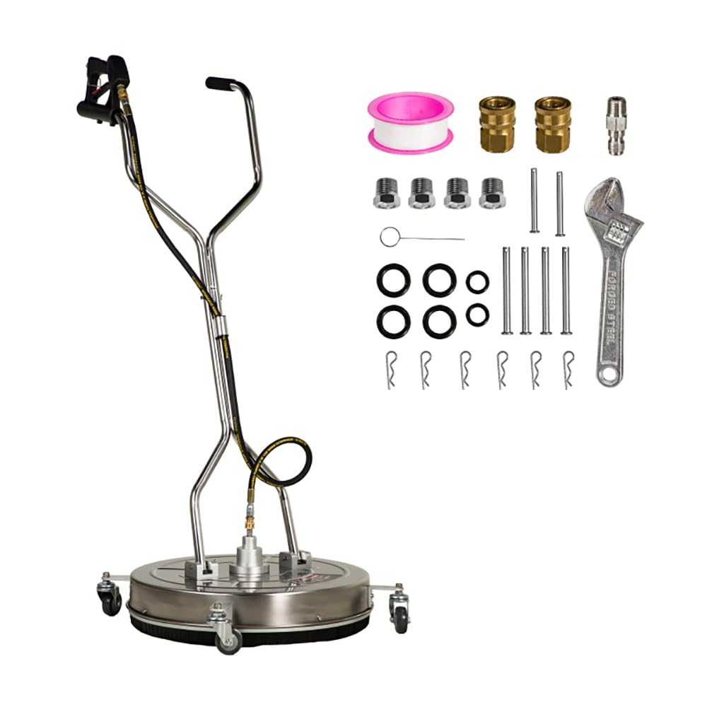 ECCPP 24 Inch Pressure Washer Surface Cleaner with 4 Wheels Stainless Steel for Household Cleaning 3/8" Quick Connector