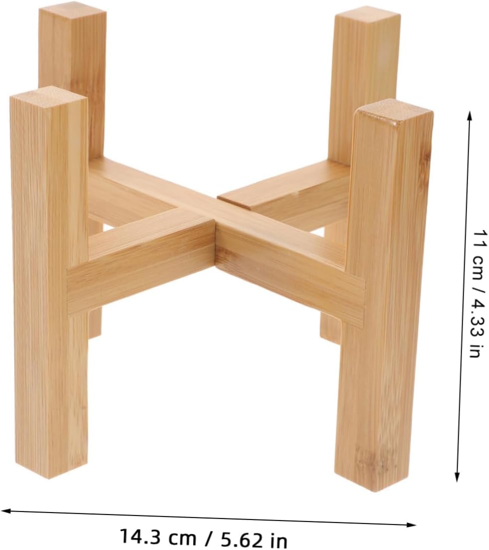 Wooden Planter Stand - 1pc Bamboo Tray Small Plant Holder Shelf for Indoor Flower Pots, Bonsai Stand
