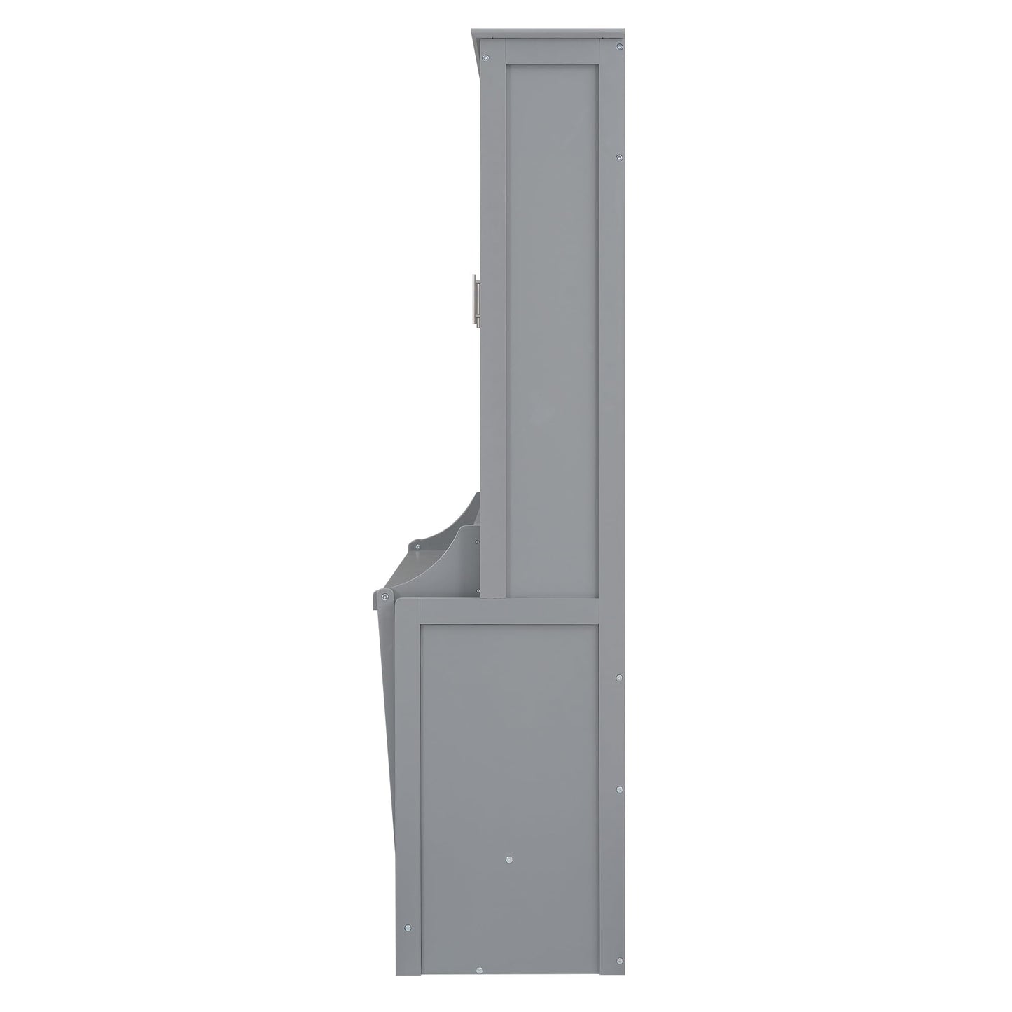 Bellemave Queen Size Murphy Bed with a Shelf, Easy Fold Wood Wall Bed, Space-Saving Wall Bed for Guest Room or Home Office, No Box Spring Needed, Noise Free (Gray)