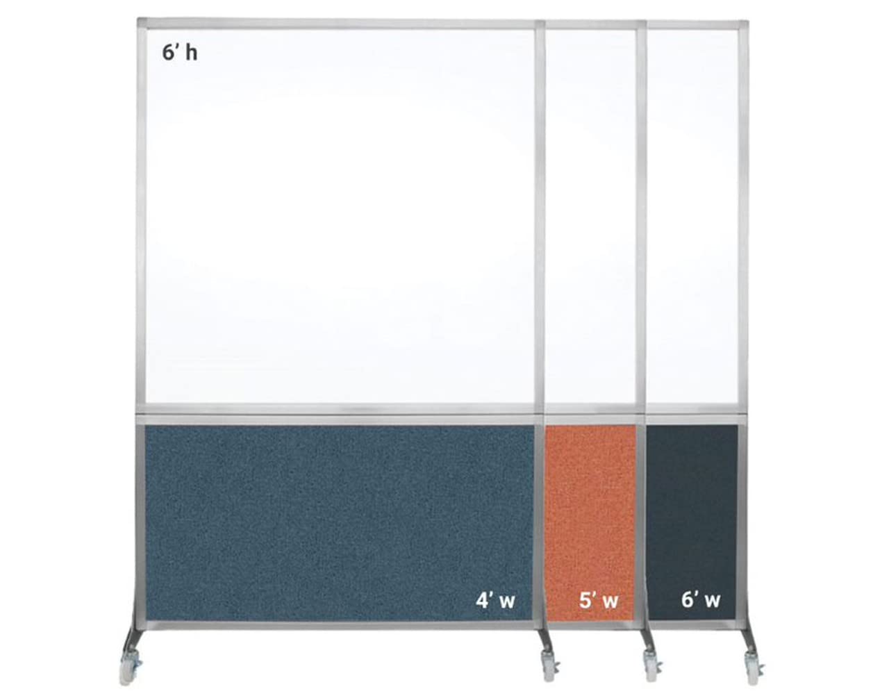 DivideWrite Mobile Whiteboard | Double Sided Dry Erase Board | Portable Office Cubicle Partition | Display for Classrooms, Conference Rooms, Meeting Areas and More | Black Fabric 6' Wide X 6' Tall