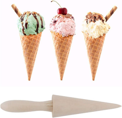 Wooden Waffle Cone Roller, Ice Cream Cone DIY Cooking Tool, Pastry Roll Cake Decorating Accessory