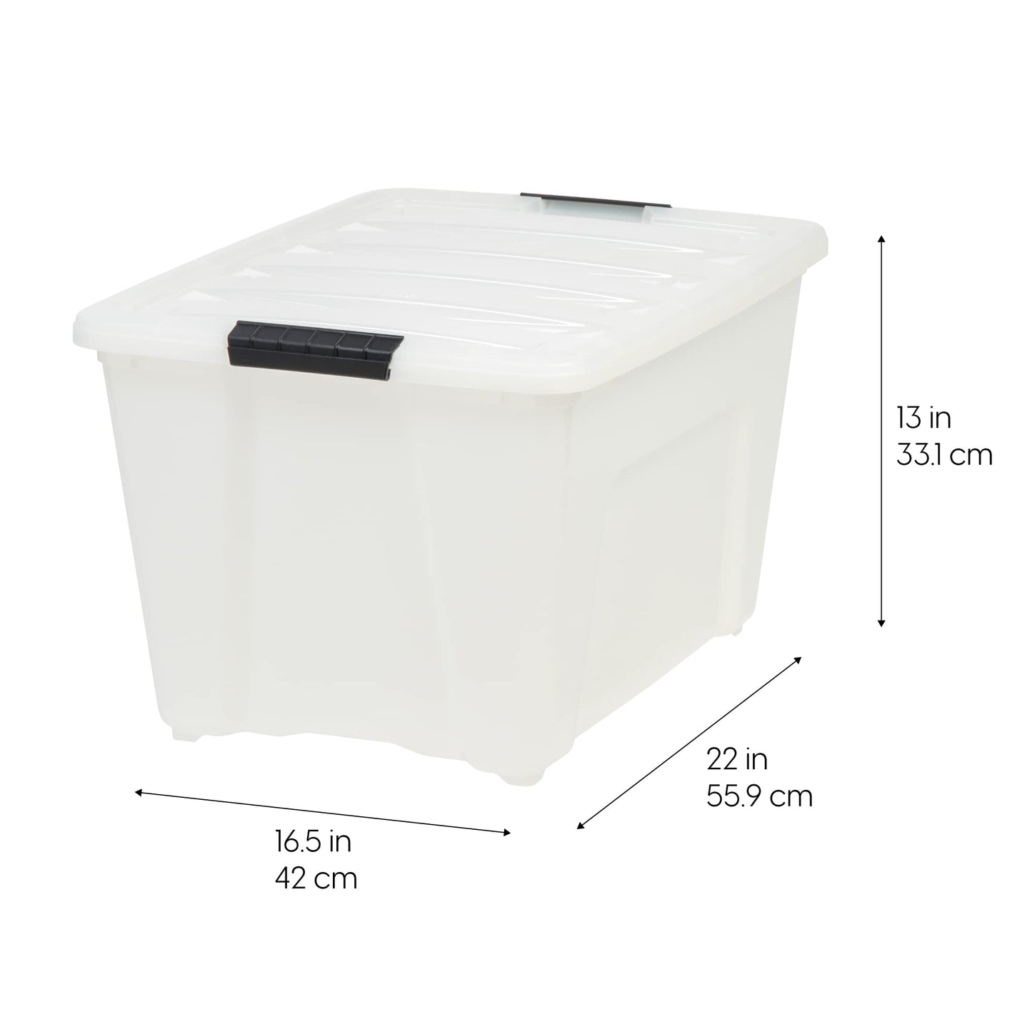 IRIS USA 54 Quart Stackable Plastic Storage Bins with Lids and Latching Buckles, 6 Pack - Pearl, Containers with Lids and Latches, Durable Nestable Closet, Garage, Totes, Tubs Boxes Organizing