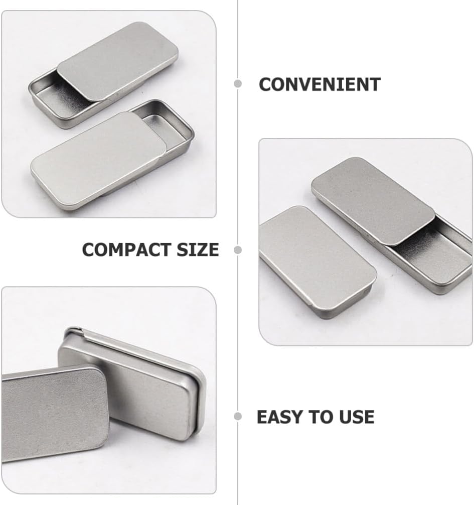 Hemoton 20pcs Rectangular Slide Top Tinplate Box, Sliding Cover Push-Pull Tin Box for Candies Jewelry Crafts Lip Balm