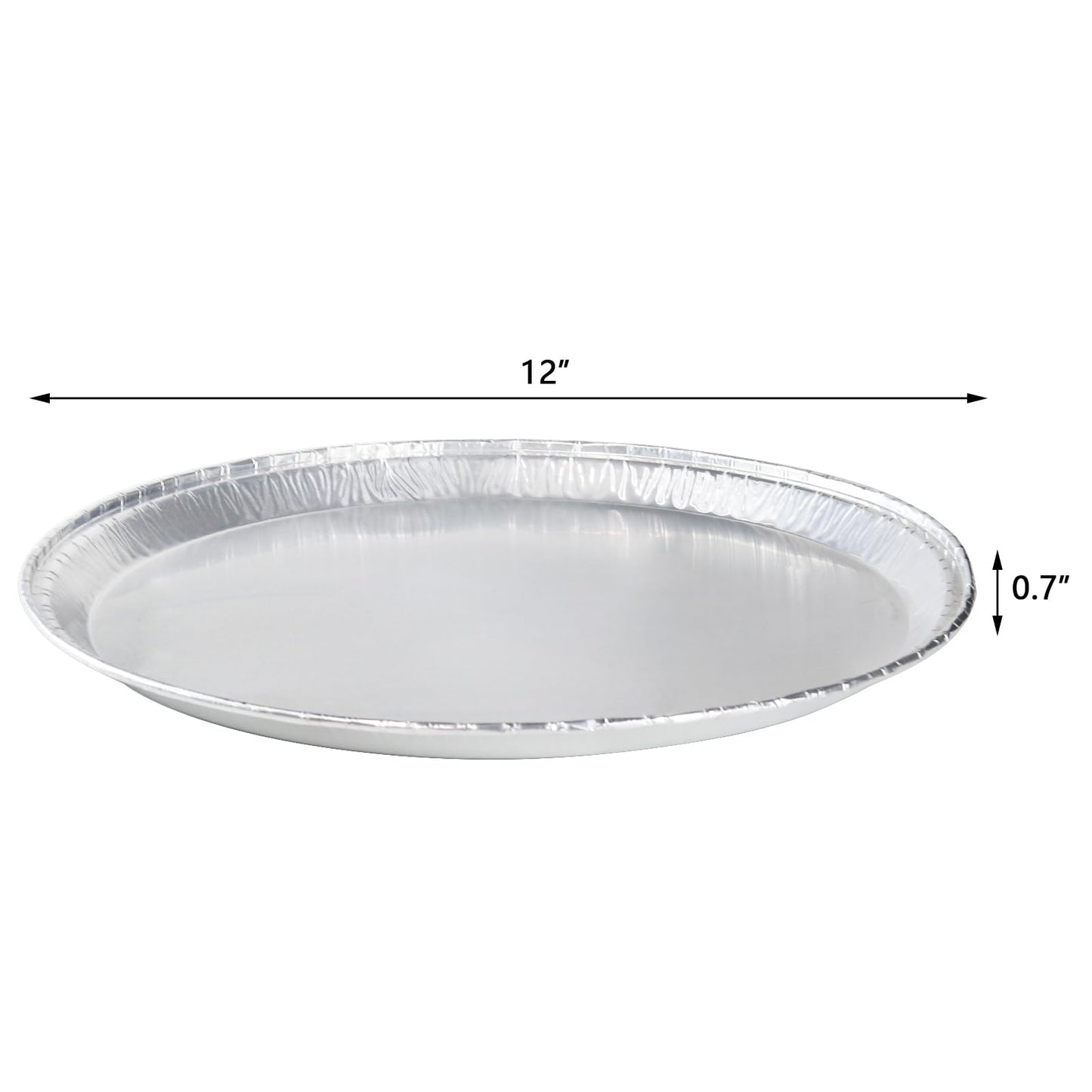 Pack of 12 Disposable Round Foil Pizza Pans Round Aluminum Foil Pans Large Serving Trays for Pizzas, Giant Size Chocolate Chip Cookie Cake Tin– Size: 12 Inch (12 Inch)