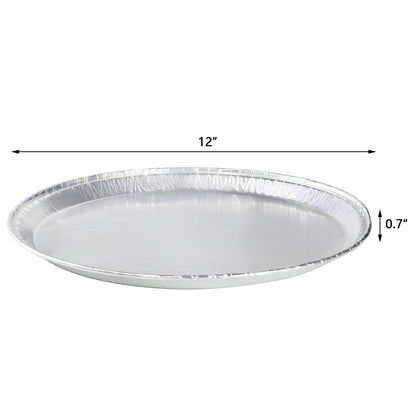 Pack of 12 Disposable Round Foil Pizza Pans Round Aluminum Foil Pans Large Serving Trays for Pizzas, Giant Size Chocolate Chip Cookie Cake Tin– Size: 12 Inch (12 Inch)